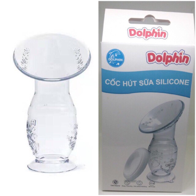 Cốc hứng sữa Dolphin silicon, KÈM NẮP ĐẠY tiện lợi, hứng sữa dễ dàng tiết kiệm chi phí