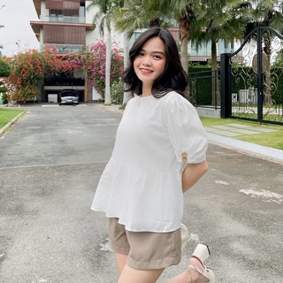 ÁO BABYDOLL ĐÍNH NÚT ZAREEN VOA81 TRẮNG