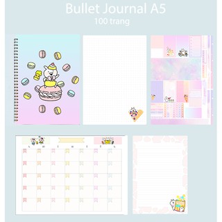 Sổ bullet journal usagyuuun SBJ16 A5 100 trang 160gsm chấm kẻ ngang  in màu monthly planner  Sổ tay vẽ chì Sketchbook