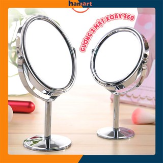 [XOAY 360° PHÓNG X3] Gương 2 Mặt Mini Để Bàn Gương Trang Điểm Hamart Gương MakeUp Xinh Đẹp
