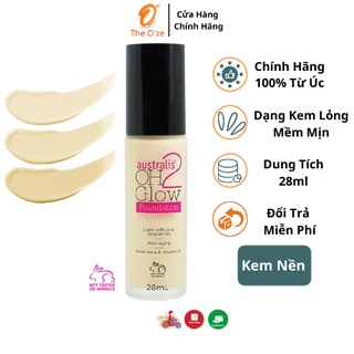 Kem Nền Dạng Lỏng Che Phủ Hoàn Toàn Khuyết Điểm, Bắt Sáng Hoàn Hảo 28ml - Australis Oh 2 Glow Light Diffusing Foundation