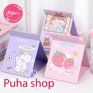 Gương trang điểm giấy gấp gọn bỏ túi họa tiết dễ thương,puhashop