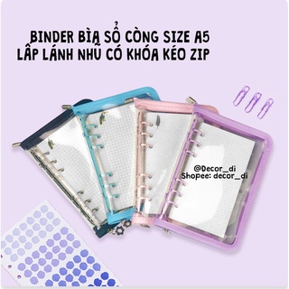 Binder nhũ óng ánh có khóa kéo, bìa sổ đựng Card size A5.