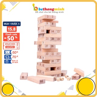 Đồ chơi xếp hình rút gỗ 54 thanh có xúc xắc cao cấp