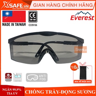 Kính bảo hộ lao động Everest  EV105 đen - Mắt kính chống bụi, đọng hơi nước, chống trầy xước, chống tia UV