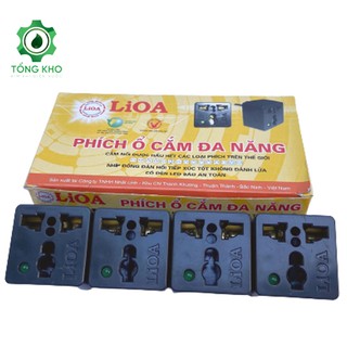 Ổ cắm chuyển đổi ba chấu thành hai chấu đa năng Lioa chân tròn chân dẹt có đèn báo - Tổng kho kim khí điện nước