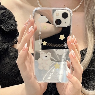 Ốp lưng iphone Ốp Điện Thoại Silicon tpu Tráng Gương In Hình Gấu Cho Iphone 13 14proPromax 11 xsmax 6/11/14pro/PLUS/PRO/MAX/MINI Dinuo case