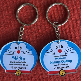 Móc khóa mica - in thông tin Shop - mặt Doremon cute
