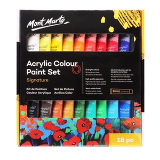 Bộ màu vẽ Acrylic 18 màu, tuýp 36ml, Mont Marte