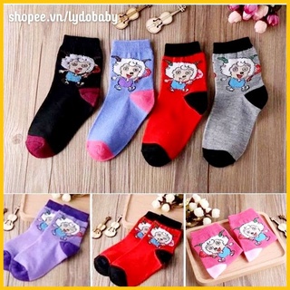 Tất cho bé gái 6 tháng - 8 tuổi vớ trẻ em cổ cao ấm áp mùa thu đông hình dê bông hạnh phúc
