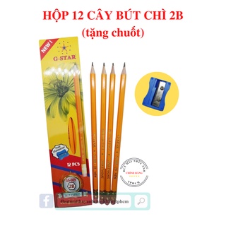[Mã LIFEBOOK2 giảm 10% đơn 0Đ] Hộp 12 cây bút chì gỗ 2B ngòi bền tặng chuốt bút chì