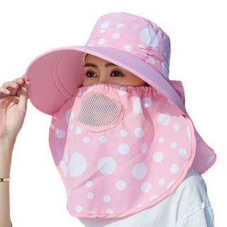 MŨ ĐI NẮNG MÙA HÈ THỜI TRANG RỘNG VÀNH KÈM KHẨU TRANG LƯỚI BẢO VỆ LÀN DA