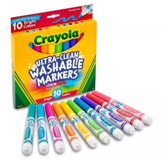 BÚT LÔNG NÉT TO CRAYOLA ULTRA-CLEAN WASHABLE MARKER BOLD &amp; BRIGHT COLORS 10 CÂY (TẨY RỬA ĐƯỢC)