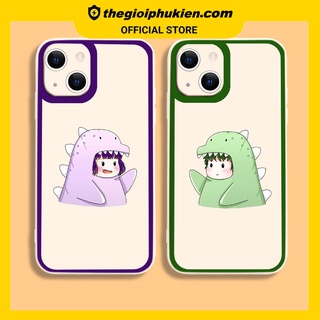 Ốp iphone - Ốp lưng iphone cạnh vuông viền camera Cặp đôi khủng long dành cho ip 6 đến 14promax - ng163