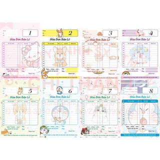 Hoá đơn bán lẻ giấy photo định lượng 70/ 1 liên hình cute 1c/100t 10.2x14.5cm