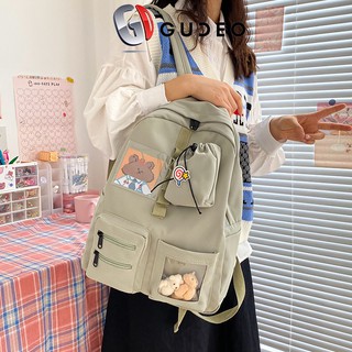Balo nữ balo đi học Ulzzang DoubleBear Túi Trong Kèm 2 Bé Gấu Xinh Basic - Hàng Loại 1  GUDEO