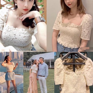 ÁO CỔ VUÔNG NHÚN REN (KÈM ẢNH THÂT)