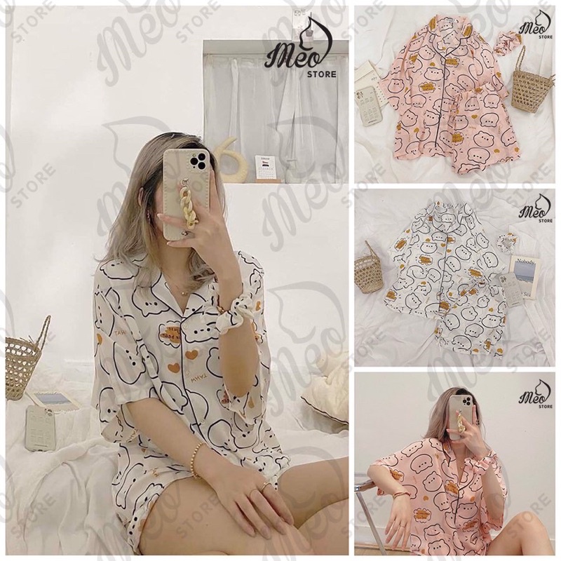 Đồ bộ lụa pijama cánh dơi mềm mịn mát.