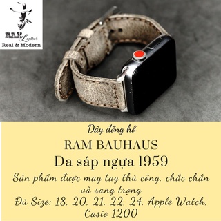 Dây apple watch da bò sáp vân hạt handmade bền chắc cực đẹp RAM Leather bauhaus 1959 - Tặng khóa chốt và adapter