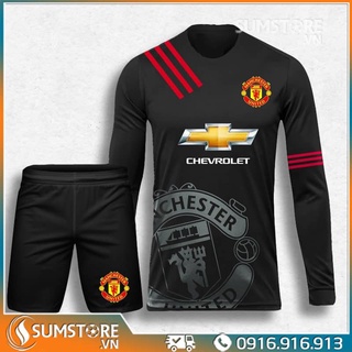 Đồ Thể Thao Đá Bóng Nam Nữ Độc Lạ Man United Đen Dài Tay - Thun Lạnh Cao Cấp