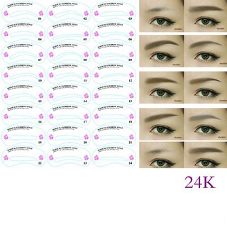 Bộ 24 khuôn kẻ lông mày khuôn mày Hàn Quốc Magic cầm tay nhựa trong suốt đa dạng dễ sử dụng youngcityshop 30.000