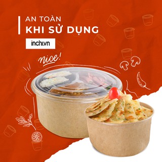 ( Nhận Sỉ Số Lượng Lớn )Combo 10 Tô , Bát Giấy Kraft  Size 1000ml Kèm Nắp PP Đựng Cơm , Bánh Bông Lan , Phở , Đồ ĂN Nóng