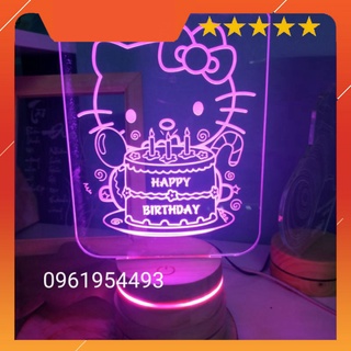 Quà tặng đèn led 3D HBPD Mèo Kitty- khắc tên theo yêu cầu