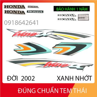 [CHUẨN TEM THÁI] BỘ TEM 3 LỚP DÁN FULL XE HÀNG XỊN CHO WAVE ANPHA MẪU NHỎ ĐỜI 2002 - MÀU XANH NHỚT