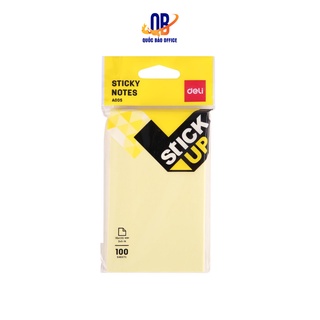 Giấy nhớ Deli - giấy note - khổ 76×126mm, 3''×5'' màu Vàng - 100 tờ/1 tệp - EA00552