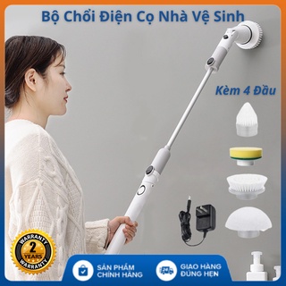 Chổi Điện Chà Nhà Vệ Sinh - Bàn Chải Làm Sạch Vệ Sinh Nhà Tắm Không Dây - Tặng kèm 4 Đầu thay thế