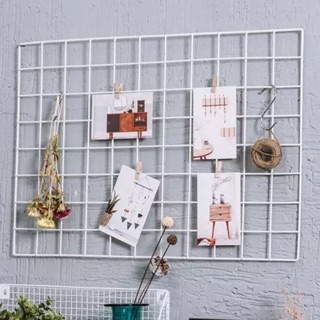 TẶNG 2 MÓC CHỮ S+2 dính tường và 10 kẹp gỗ: khung lưới trang trí Size 37x47cm.