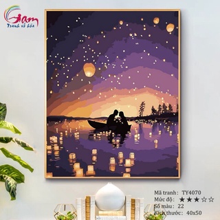 Tranh tô màu theo số sơn dầu số hóa Gam Đèn lồng tình yêu TY4070