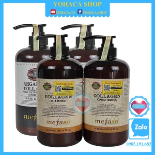 [Nhập PHUCMF40K] Bộ Dầu Gội Dầu Xả Mefaso Collagen Argan oil phục hồi hư tổn 850ml