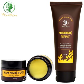 Bộ scrub nghệ tẩy tế bào chết và dưỡng trắng da mặt, ngăn ngừa mụn Wonmom (Việt Nam)
