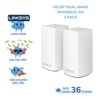 (2 PACK) Bộ phát wifi LINKSYS VELOP WHW0102 chuẩn AC tốc độ 2600mbps intelligent mesh wifi 5 MU-MIMO system