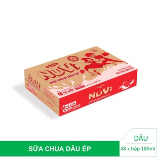 Thùng 48 hộp NuVi Sữa chua uống dâu ép 180ml/hộp