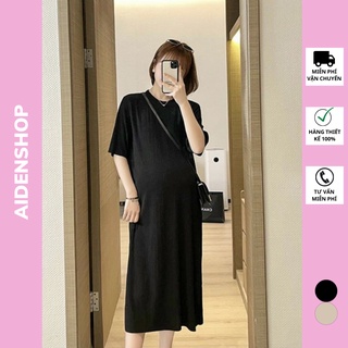 Váy bầu suông dài Aidenshop đầm bầu thu đông chất len thời trang