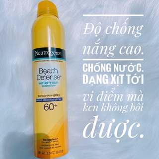 Xịt chống nắng USA dạng phun sương Neutrogena Beach SPF 60+
