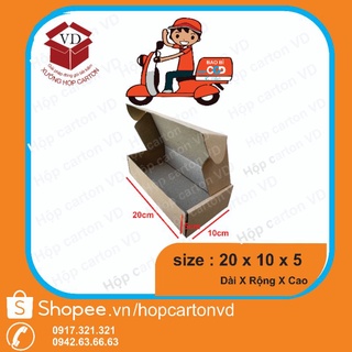 hộp carton nắp gập size 20x10x5 đựng phụ kiện