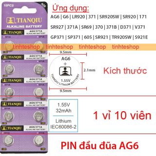 Vỉ 10 Viên Pin Đồng Hồ AG6 920 371 LR920H 371A SR920SW Tianqiu