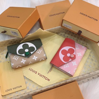 Ví ngắn mini gấp 3 cúc bấm hoạ tiết hoa trắng màu xanh đỏ hồng siêu hot hè 2019 fullbox có hộp