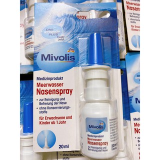Xịt mũi muối biển Mivolis Meerwasser Nasenspray Sensitiv - Hàng nội địa Đức  20ml