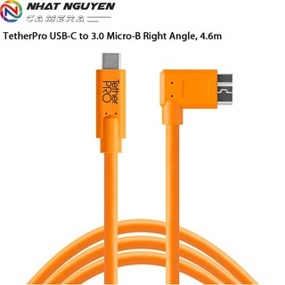 Dây Tether Tools - TetherPro USB C to 3.0 Micro B Right Angle - Màu Cam - Dài 4.6m