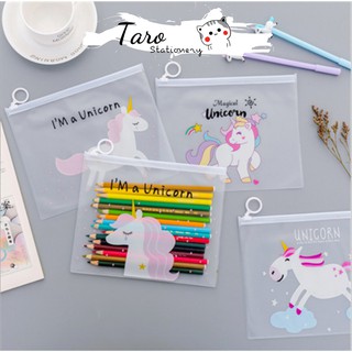 Túi đựng bút mĩ phẩm mini trong suốt hình kì lân dễ thương Taro Stationery
