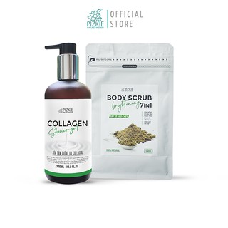 Combo Làm sạch da Sữa tắm Collagen + Tẩy da chết Body Scurb 7in1