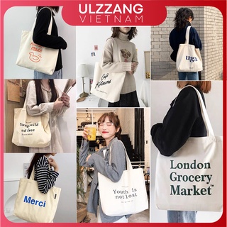 Túi tote vải canvas nam nữ unisex đi học đi chơi , túi xách đeo vải bố ulzzang thời trang nhiều ngăn đẹp rẻ