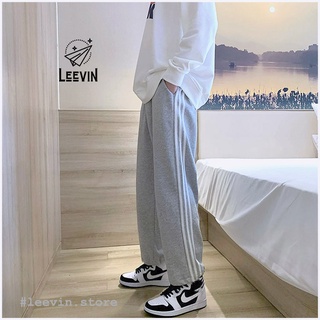 Quần 3 Sọc Ống Rộng Thể Thao Nam Nữ Unisex Kiểu quần form rộng nam chất vải cotton nỉ co dãn Leevin Store