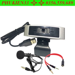 Webcam cho máy tính, PC, Laptop CM330G tặng kèm micro cài áo, dây gộp Loa mic sử dụng cho Webcam, học online, livestream