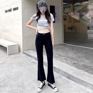 Quần jean ống loe lưng cạp cao mặc thoải mải siêu xinh