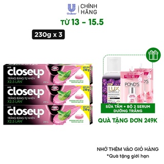 Combo 3 Kem Đánh Răng Closeup Giúp Làm Trắng Răng Tự Nhiên X2.5 Lần Với Khoáng Đất Sét Và Matcha Bạc Hà 230G/Tuýp